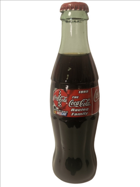 Coca-Cola Glass Bottle with Red Racing Label and Red Cap